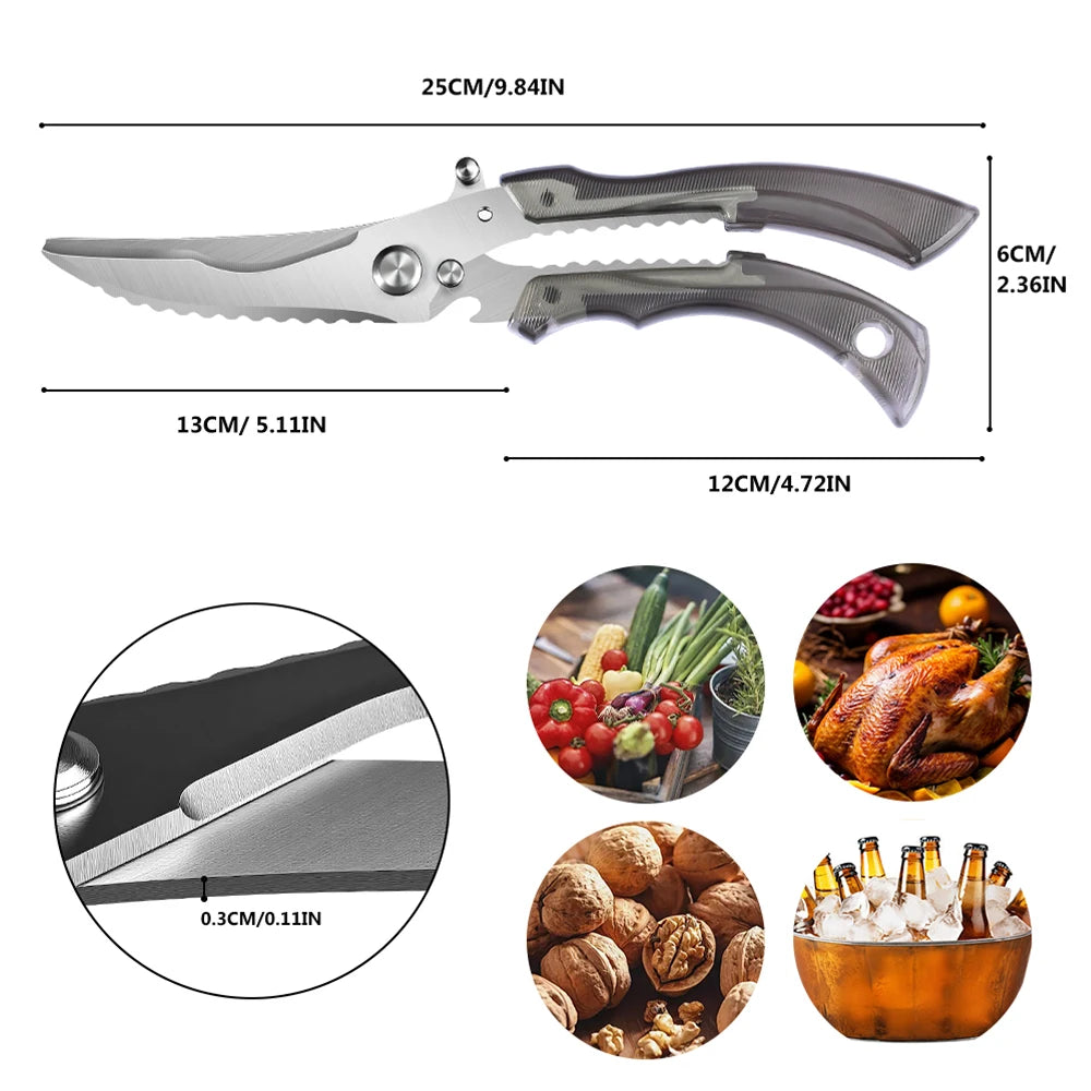 Heavy-Duty Poultry Shears – Sharp Kitchen Scissors & Safety Lock Kitchen Scissors Axl