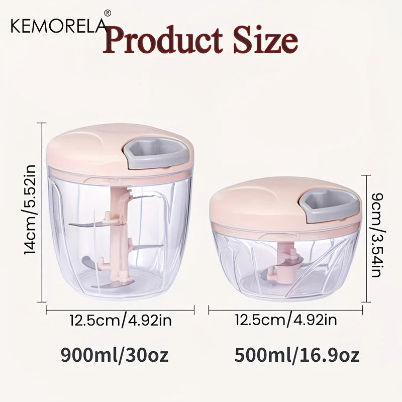 KEMORELA Manual Vegetable Chopper – Garlic & Onion Mincer 500/900ML Manual Food Chopper Axl