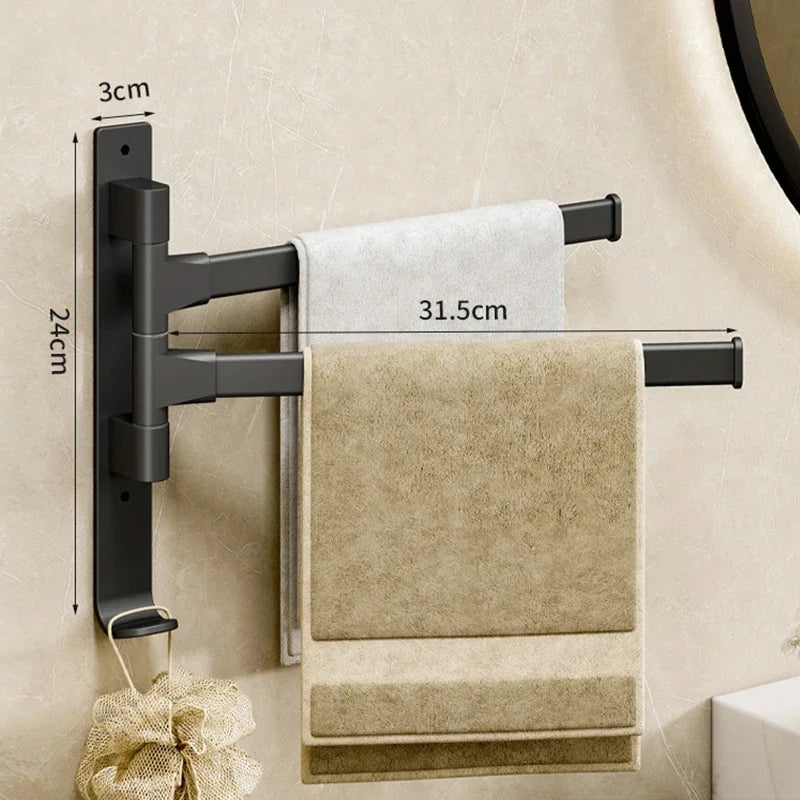 Wall Mounted Rotatable Towel Rack – Space Aluminum 2–5 Bars Towel Rack Axl Black 2 Bar