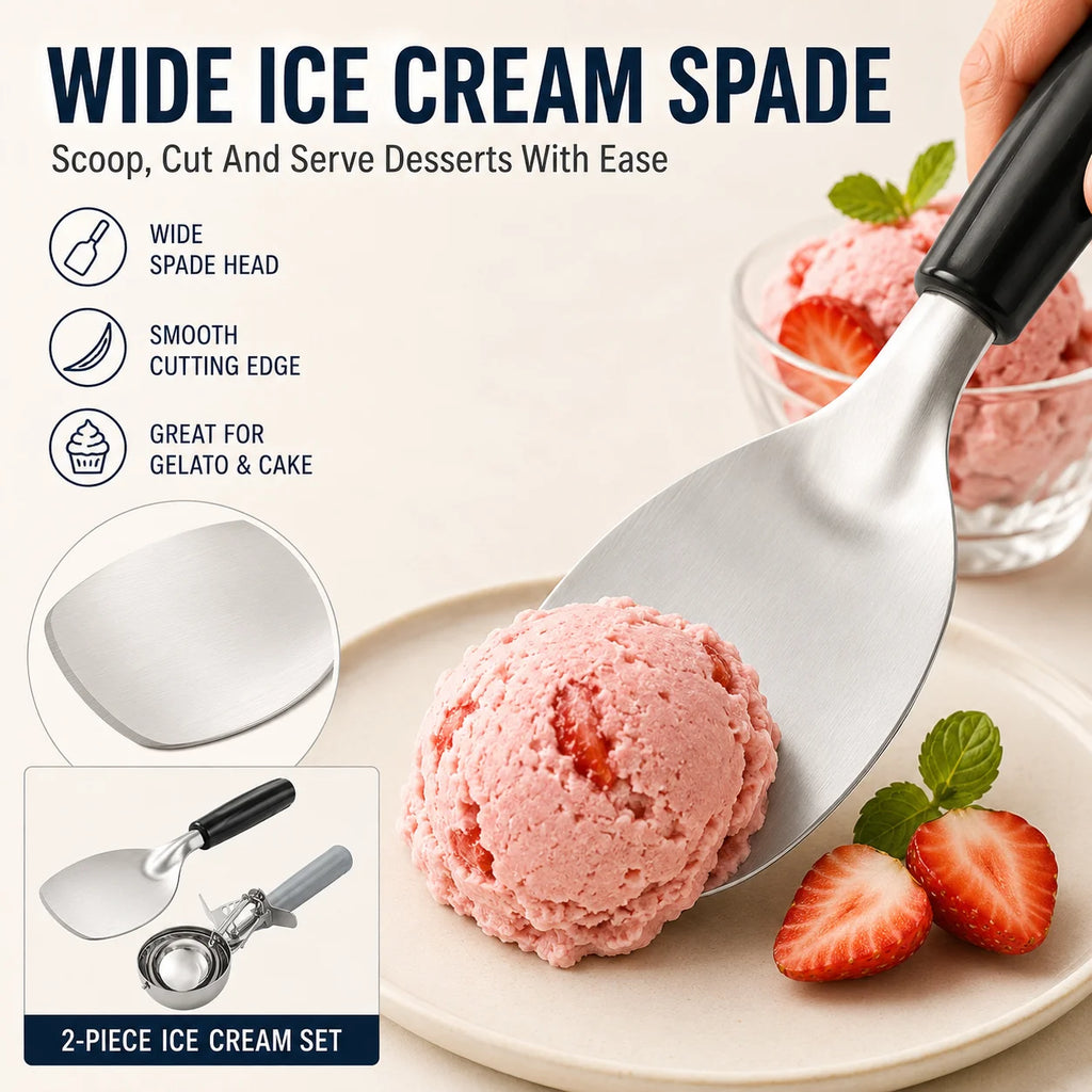 2-Pack Ice Cream Scoop Set – Trigger & Spade Stainless Steel Ice Cream Scoop Set Axl
