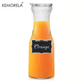 1L Ribbed Glass Carafe with Lid & Chalkboard Labels | Set of 2 Glass Carafe Axl 1PCS 1000ML