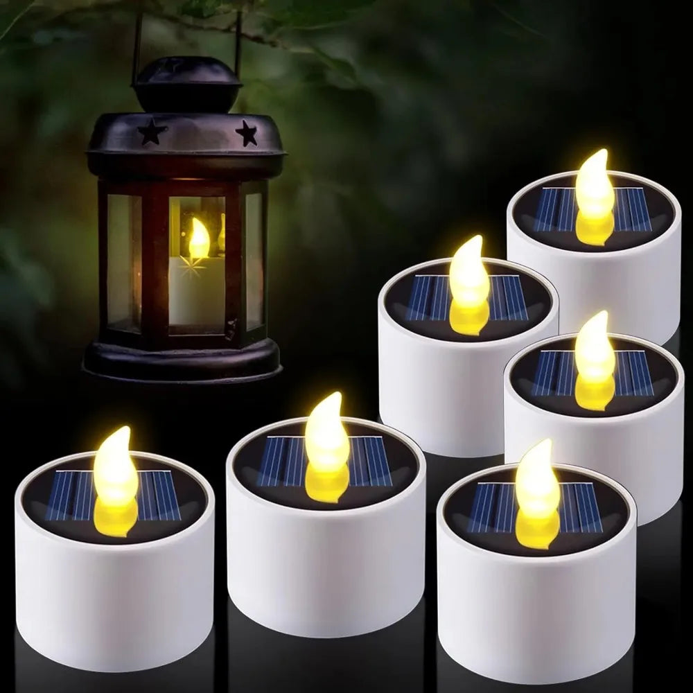 6-Pack Solar Flameless LED Tea Light Candles – Outdoor Waterproof Solar LED Candles Axl