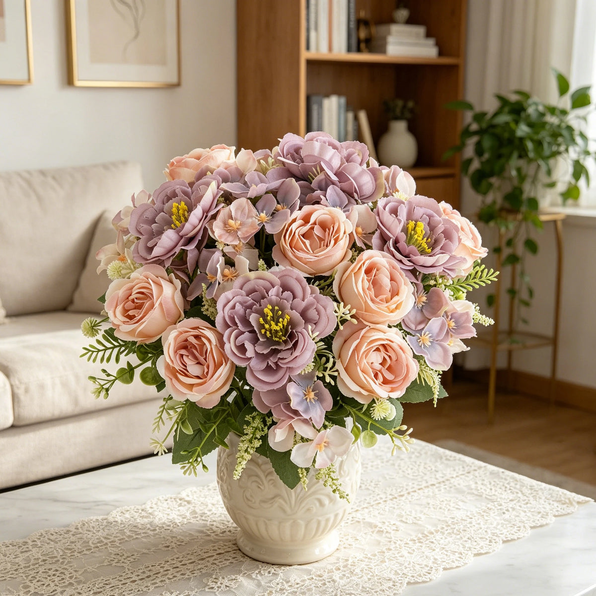 Artificial Silk Peony & Hydrangea Bouquet | Wedding & Home Decor Artificial Flower Bouquet Axl