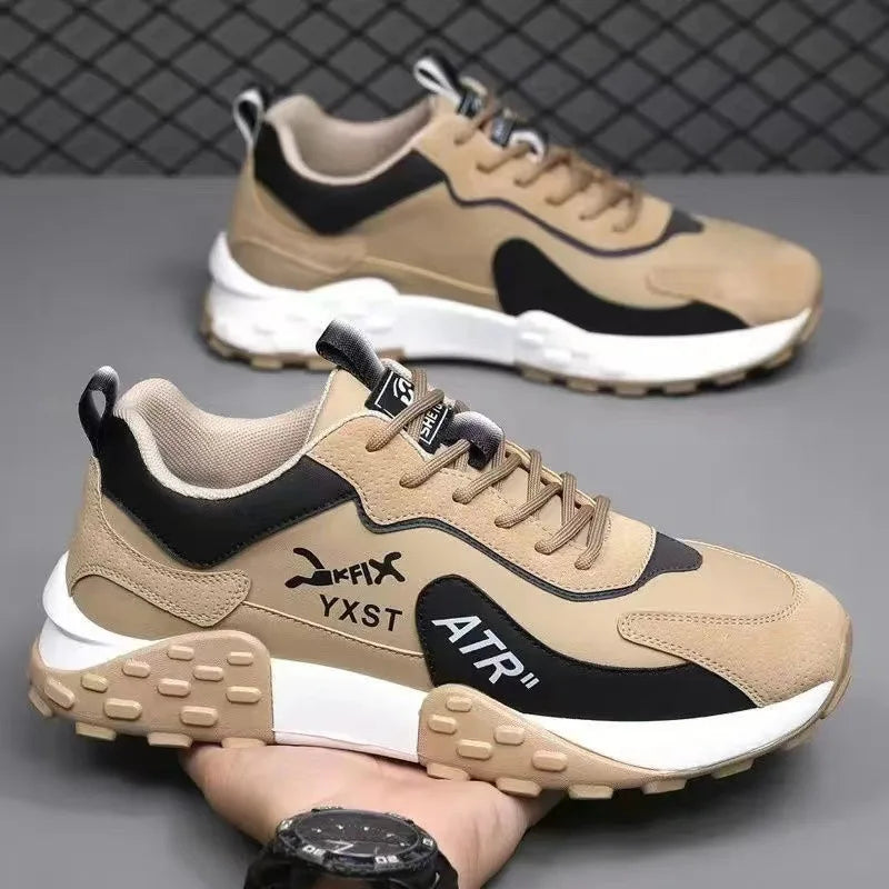 Men's Platform Vulcanized Sneakers – Casual Leather Lace-Up Platform Sneakers Axl