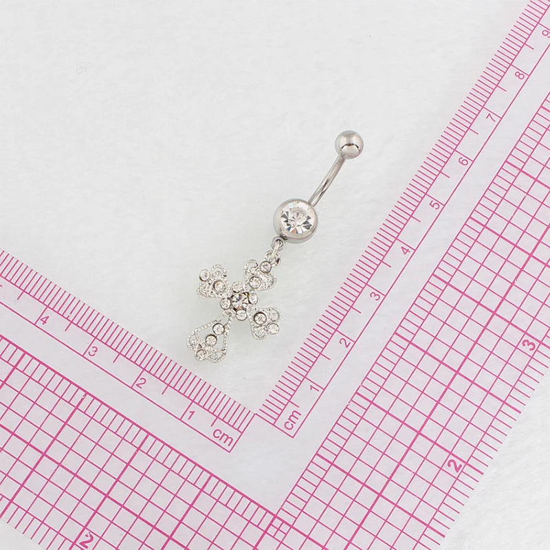 Crystal Rhinestone Cross Belly Button Ring – Stainless Steel Belly Button Ring Axl