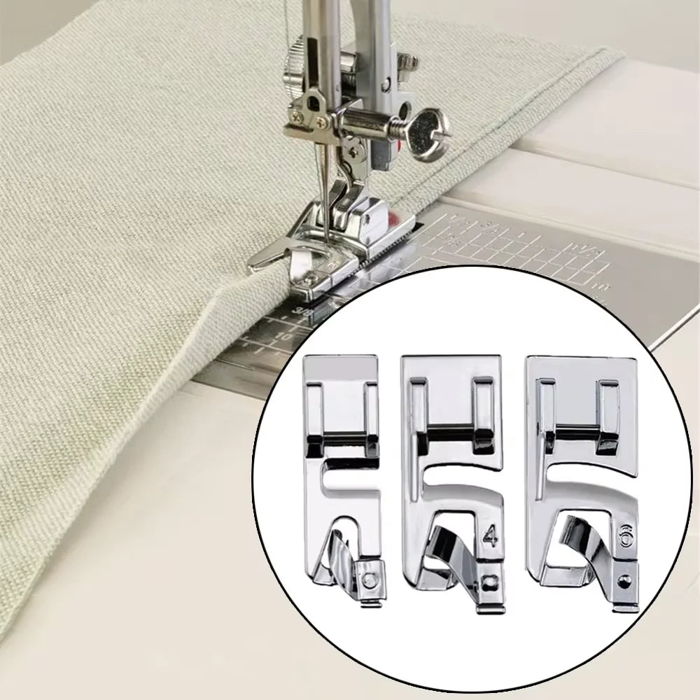 3mm 4mm 6mm Rolled Hem Presser Foot Set for Sewing Machines Presser Foot Set Axl