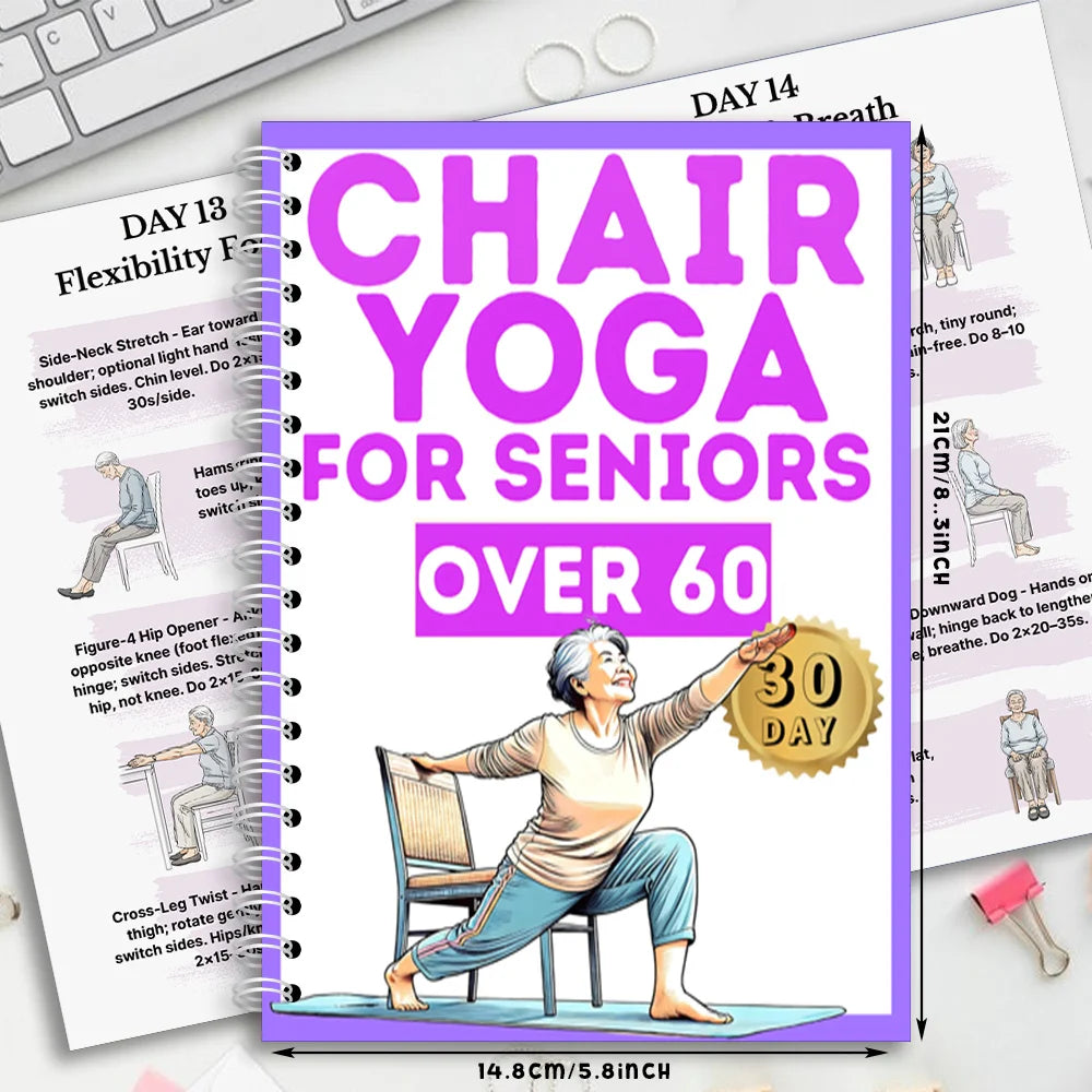 28-Day Chair Yoga Book for Seniors 60+ | Seated Workout Plan Yoga Exercise Book Axl