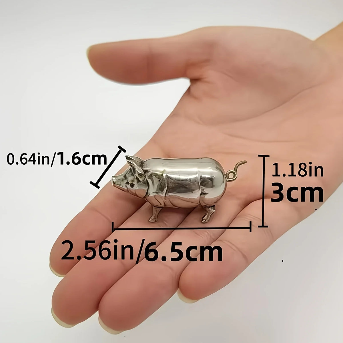 Antique Pig Mini Tape Measure – Vintage Metal Sewing & Craft Tool Novelty Tape Measure Axl