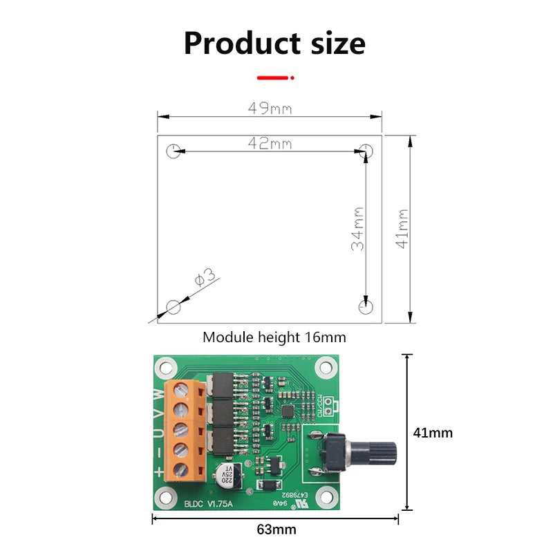 DC Brushless Motor Control Board 6V 12V 24V Speed Governor DIY Motor Control Board Axl
