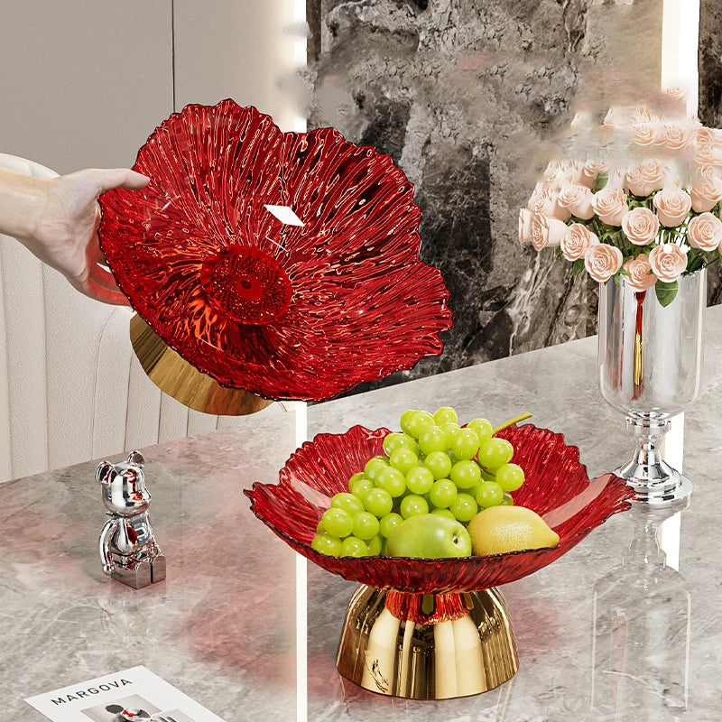 Transparent High-Foot Fruit Plate – Luxury Snack Display Tray Fruit Display Tray Axl