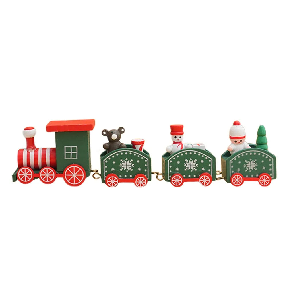 Wooden Christmas Train Decoration – Multicolor Cartoon Animal Christmas Wood Decor Axl 184L