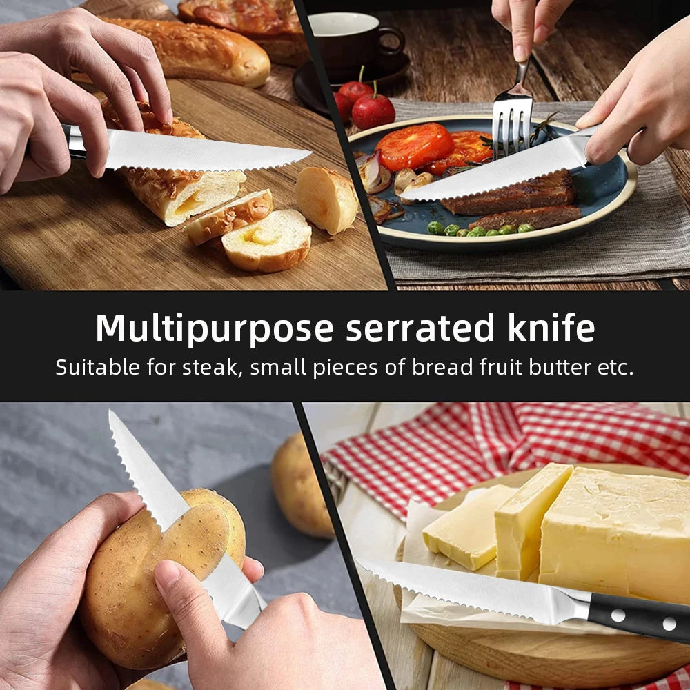 Stainless Steel Steak Knife Set – 1, 3 or 6 Piece Kitchen Knives Steak Knife Set Axl