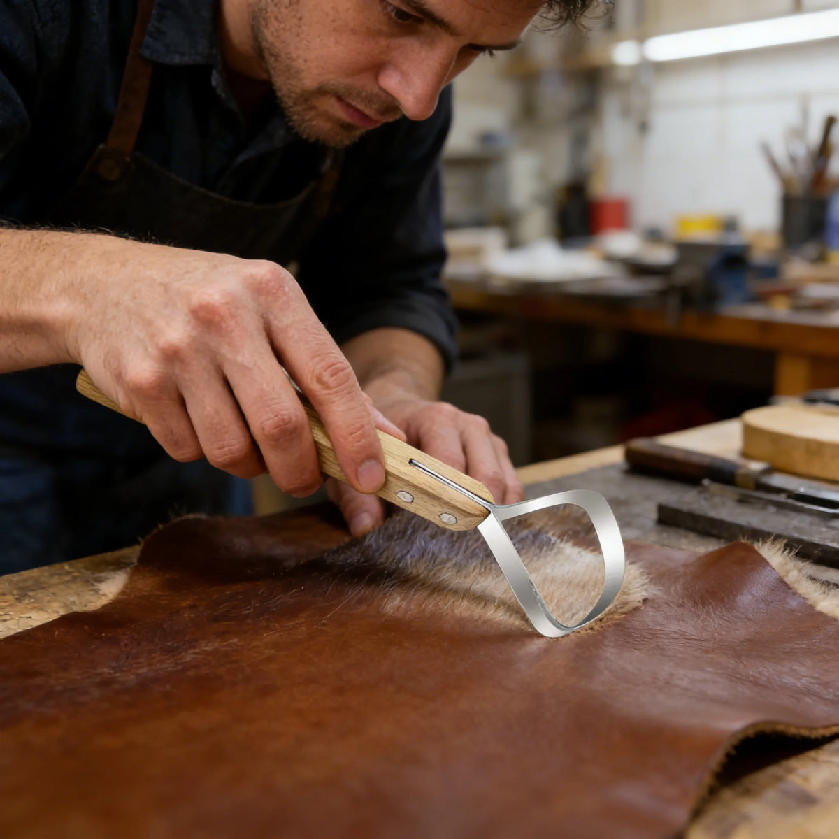 Leather Fleshing Tool & Skiving Knife – DIY Leathercraft Scraper Leatherworking Tool Axl