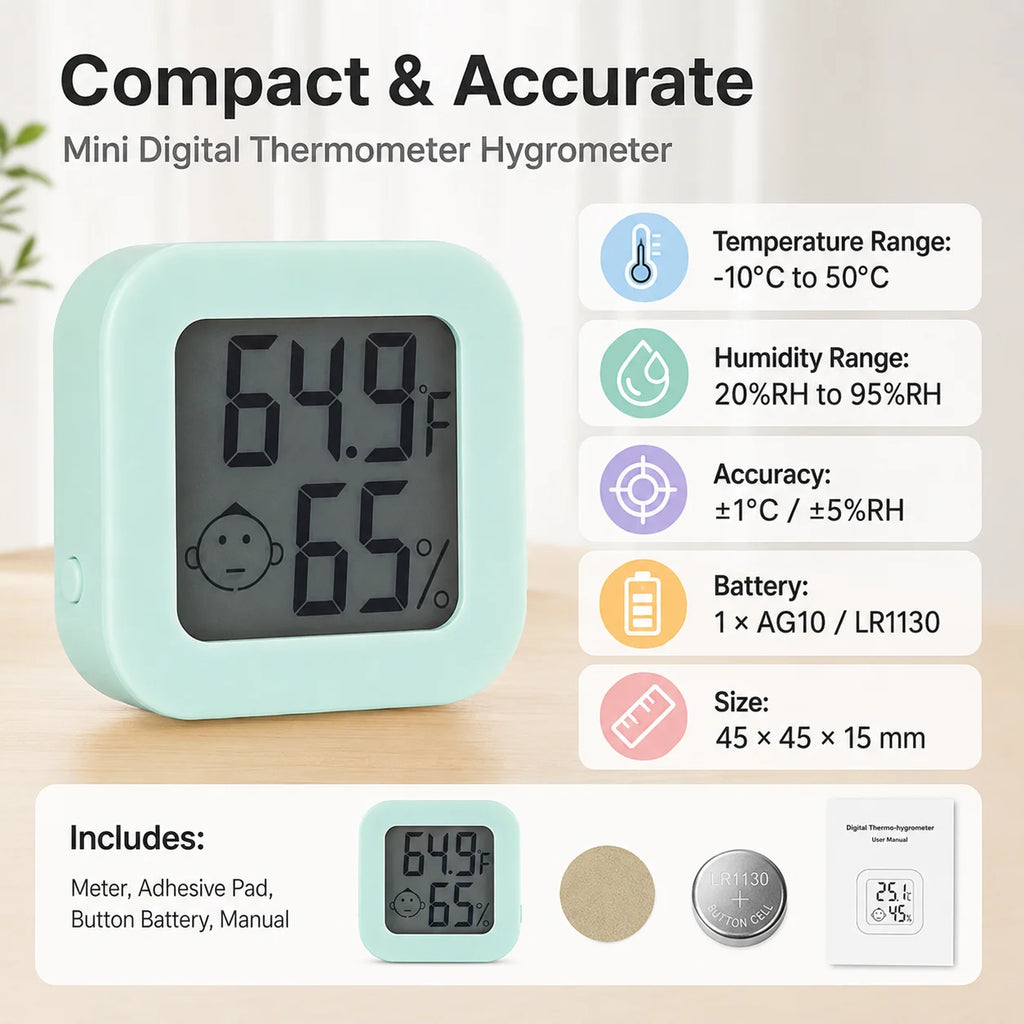 Mini Digital Thermometer Hygrometer – Indoor Temp & Humidity Digital Thermometer Hygrometer Axl