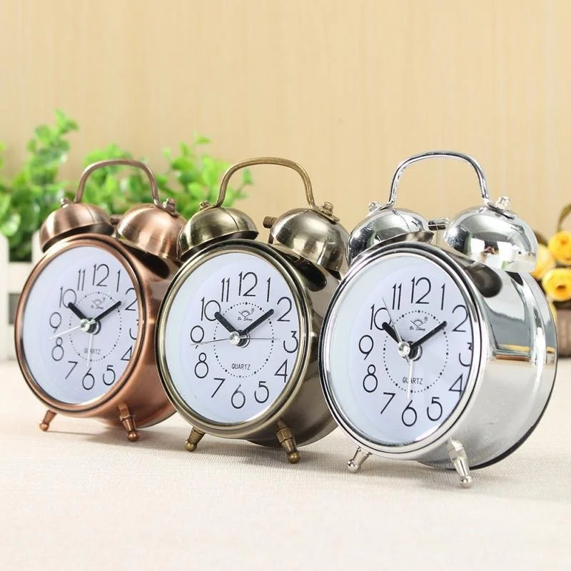 Vintage Retro Dual Bell Alarm Clock – Silent & Night Light Retro Alarm Clock Axl