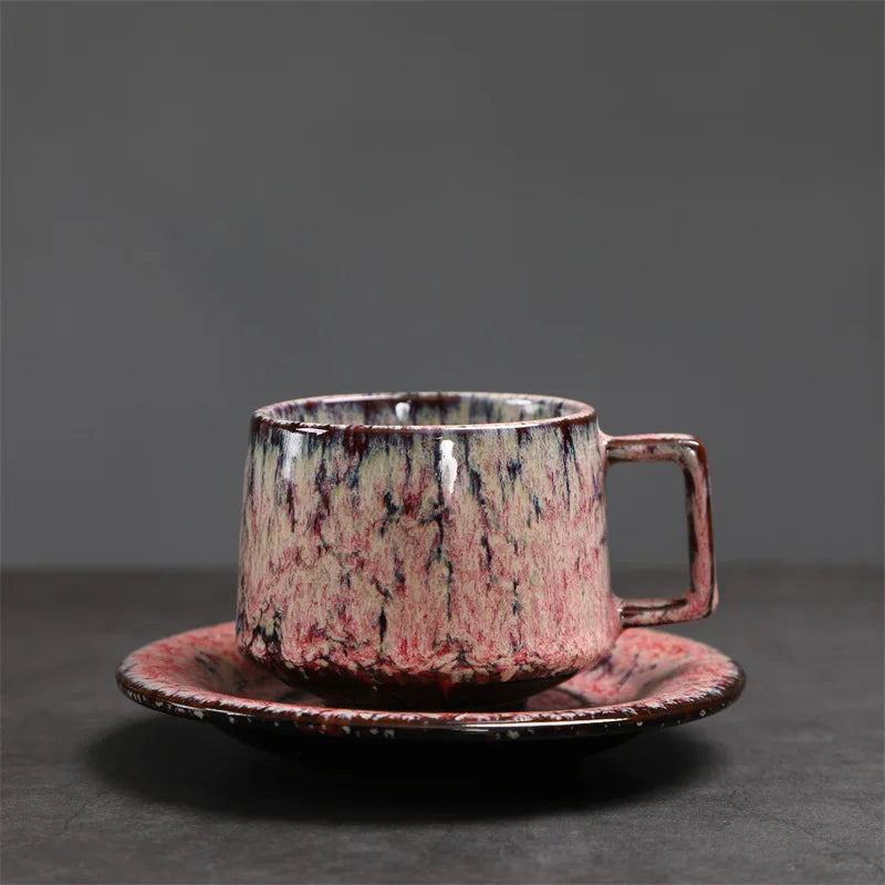 180ml Japanese Kiln-Fired Ceramic Espresso Cup & Saucer Set Ceramic Espresso Cup Axl Pink 180ml