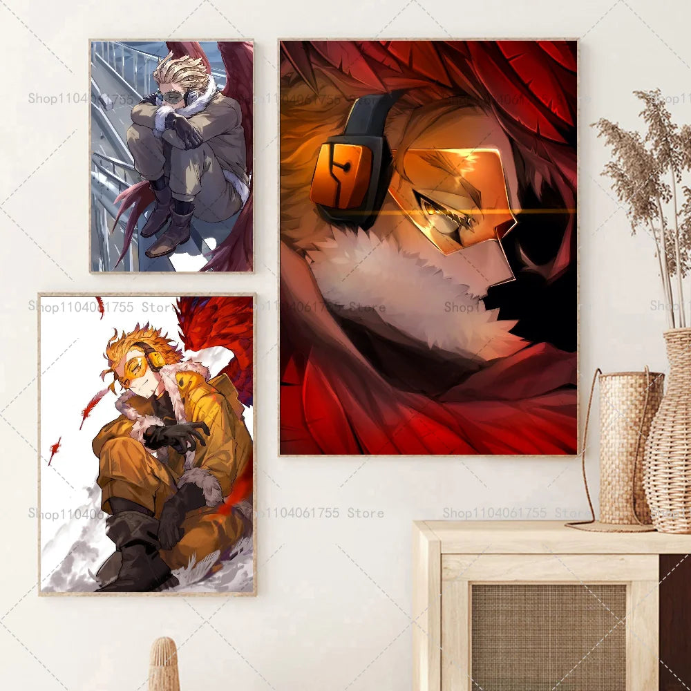 My Hero Academia Hawks Anime Poster – Self-Adhesive Wall Art Anime Wall Poster Axl
