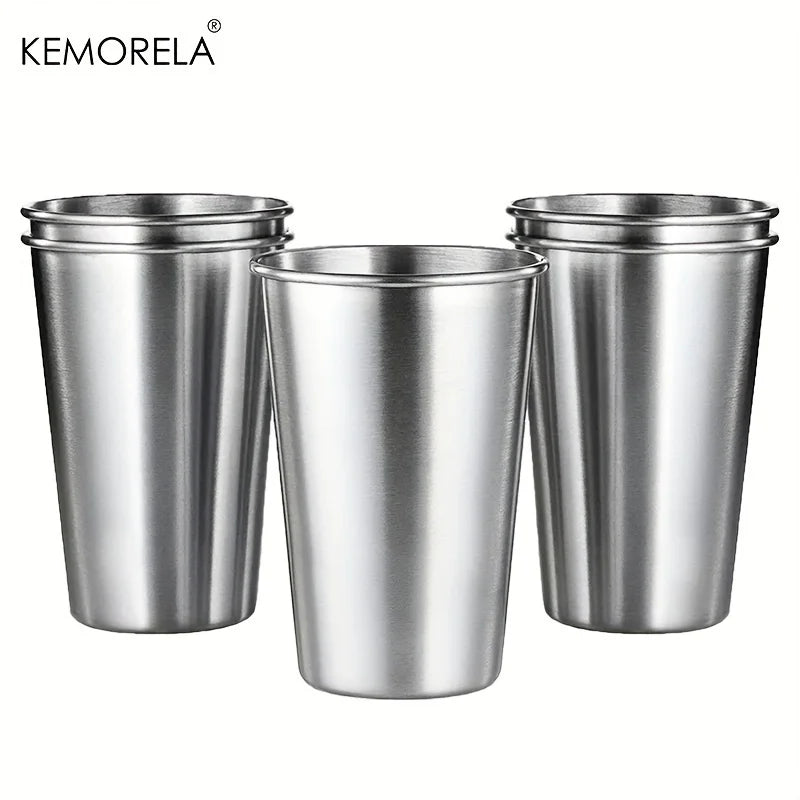 KEMORELA 4-Pack Stainless Steel Camping Cups 300–500ML Stainless Steel Tumblers Axl