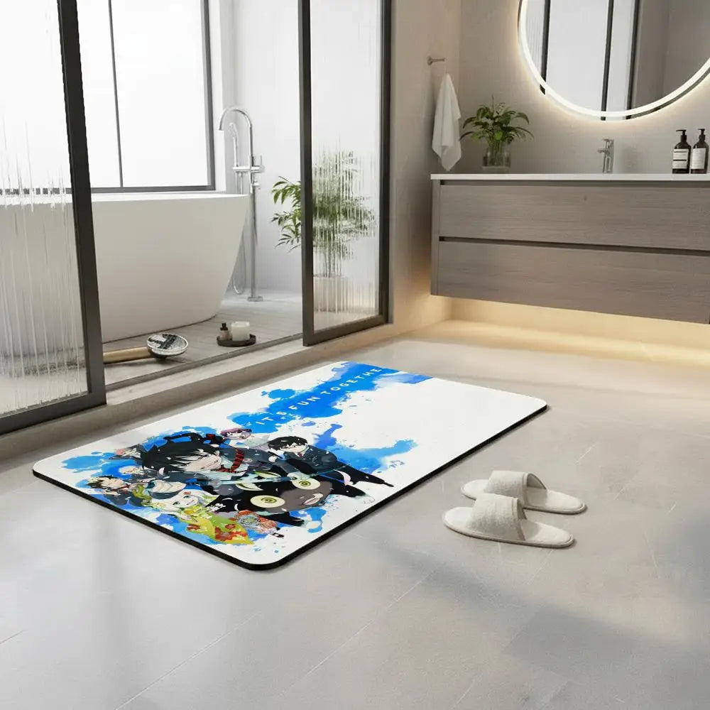Blue Exorcist Anime Diatomite Bath Mat – Quick Dry Non-Slip Anime Bath Mat Axl