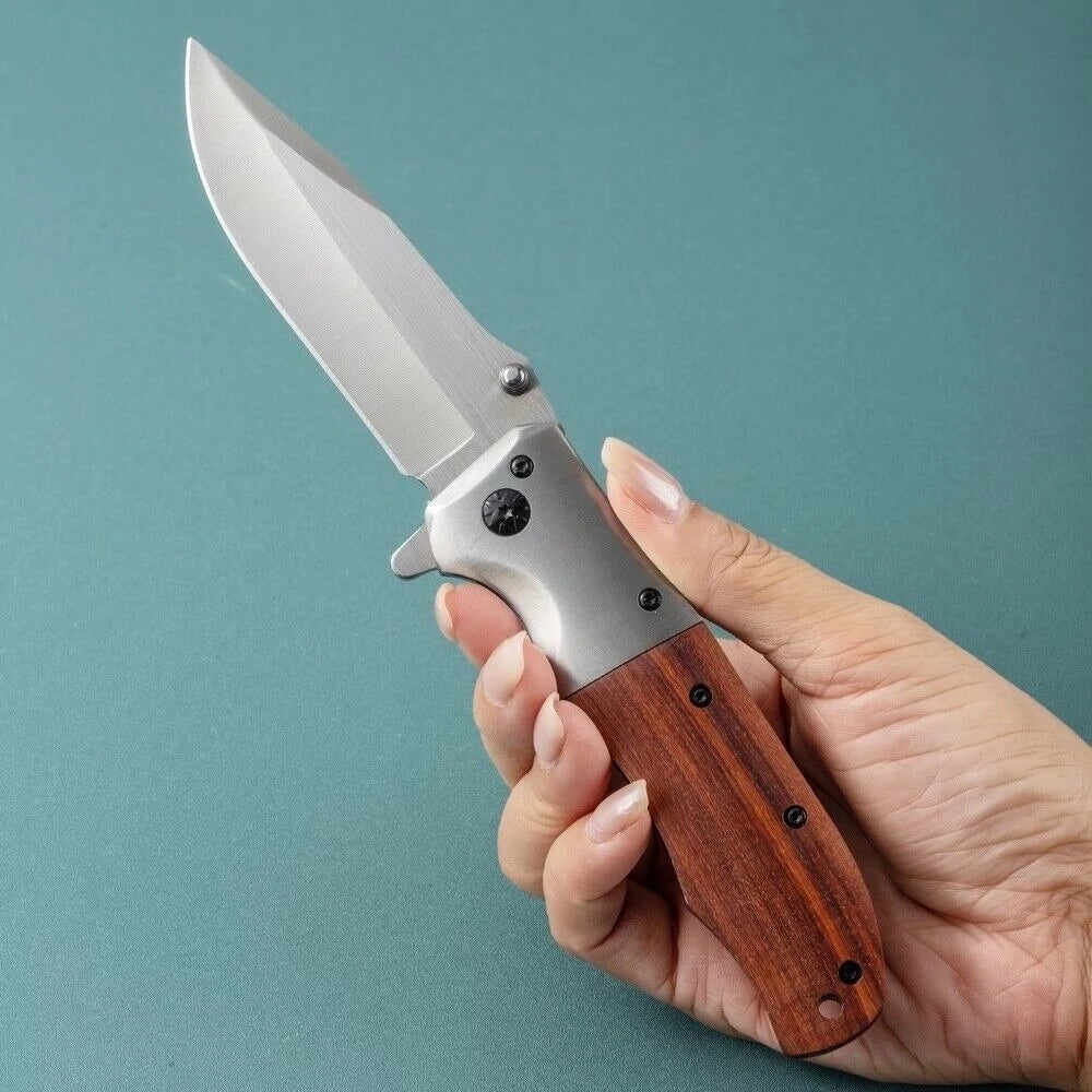 PLYS EDC Folding Pocket Knife – Wood Handle & Pocket Clip Folding Pocket Knife Axl