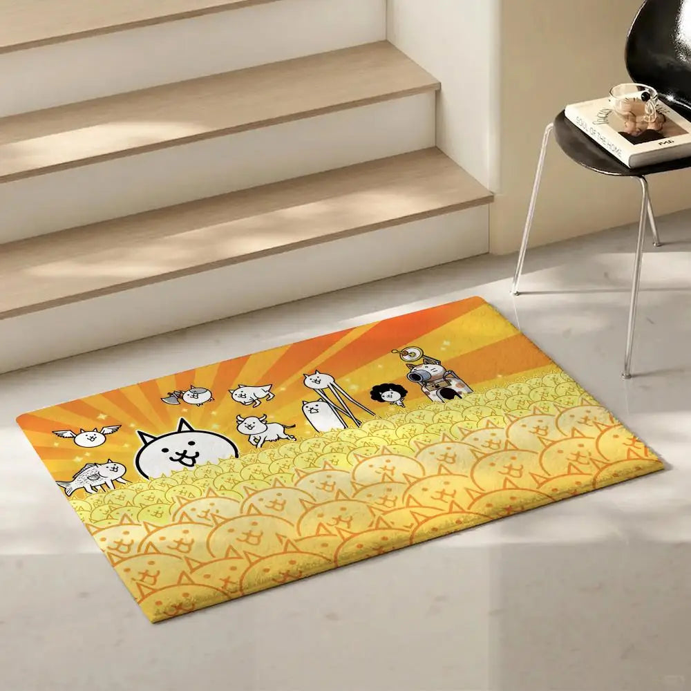 Battle Cats Flannel Floor Mat – Non-Slip Soft Indoor Rug Indoor Floor Rug Axl