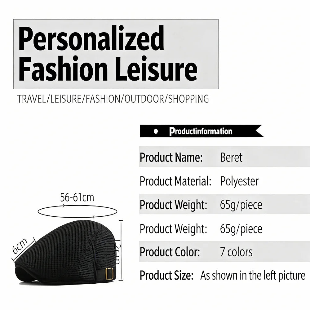 Mesh Beret Flat Cap – Breathable Retro Sun Hat | Unisex Mesh Beret Cap Axl