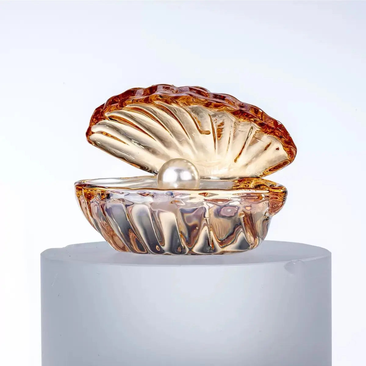 Shell Pearl Crystal Glass Figurine | Modern Art Tabletop Decor Glass Figurine Axl Golden