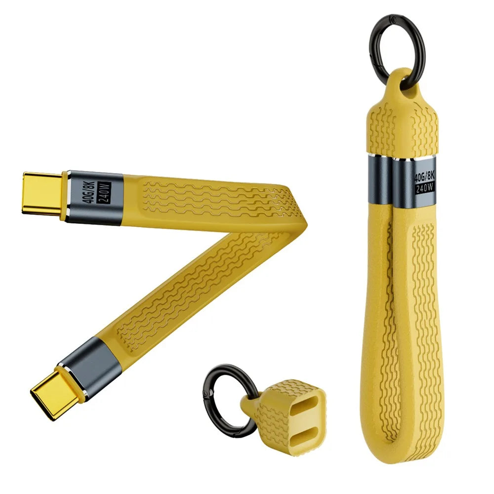 USB4 Type-C Cable 40Gbps 240W PD 8K Video – E-Marker Chip USB-C Cable Axl Yellow with Cap