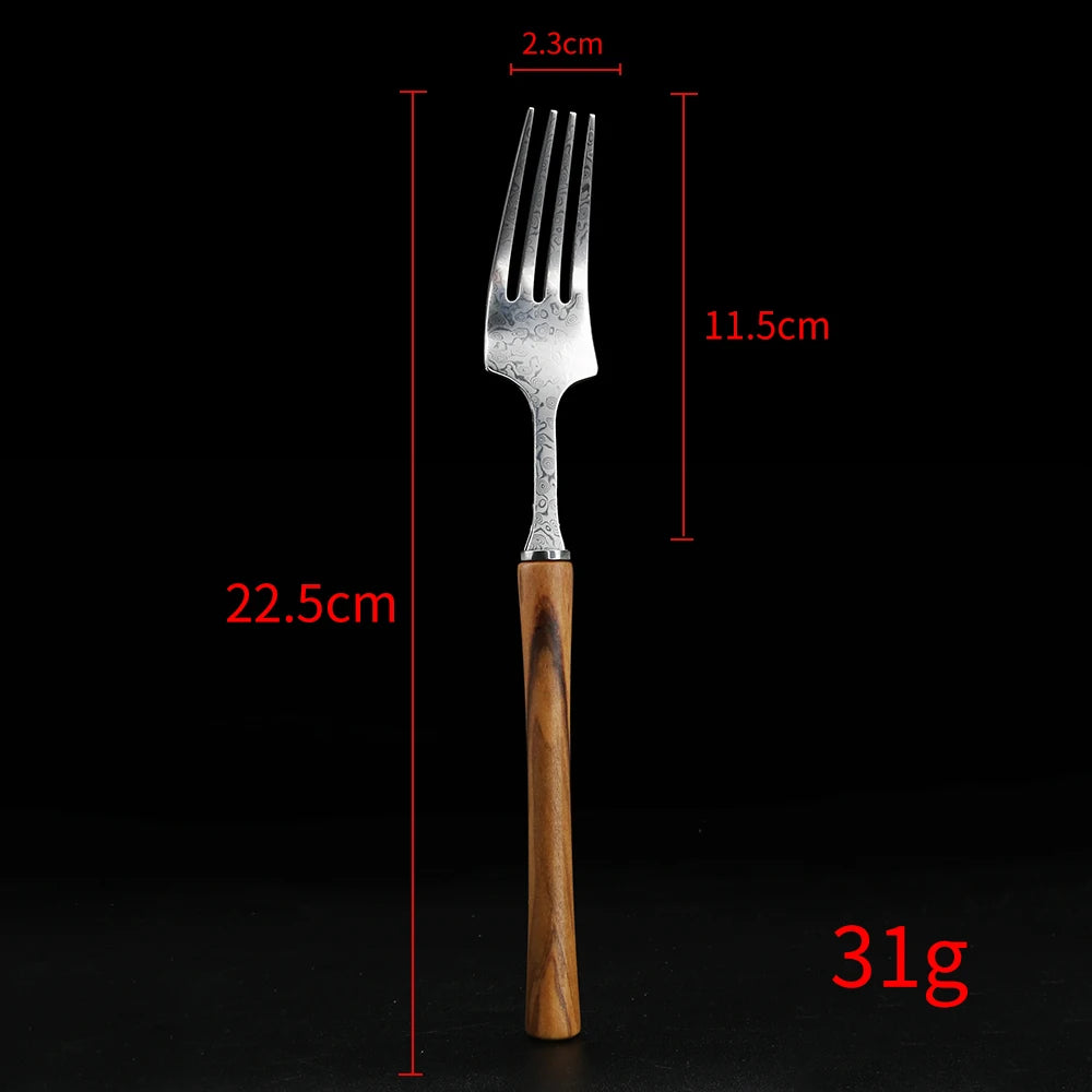 Damascus Stainless Steel Steak Knife & Fork Set | Western Cutlery Steak Cutlery Set Axl fork China Mainland