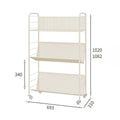 Nordic 3-Tier Rolling Metal Storage Shelf with Wheels Rolling Storage Shelf Axl White-2 Angle