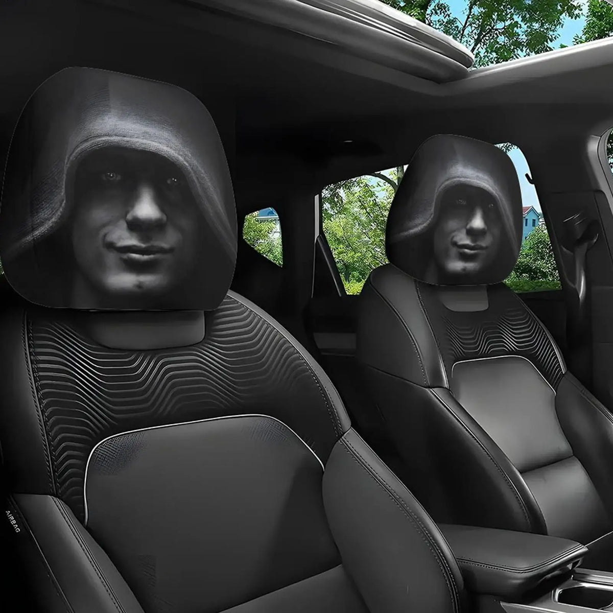 Dark Mysterious Figure Car Headrest Covers | Elastic Fit Car Headrest Cover Axl