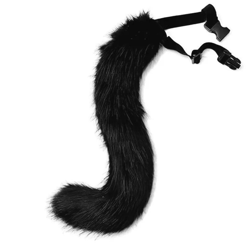 Cat & Fox Plush Tail – Anime Cosplay Halloween Costume Prop Cosplay Tail Prop Axl black
