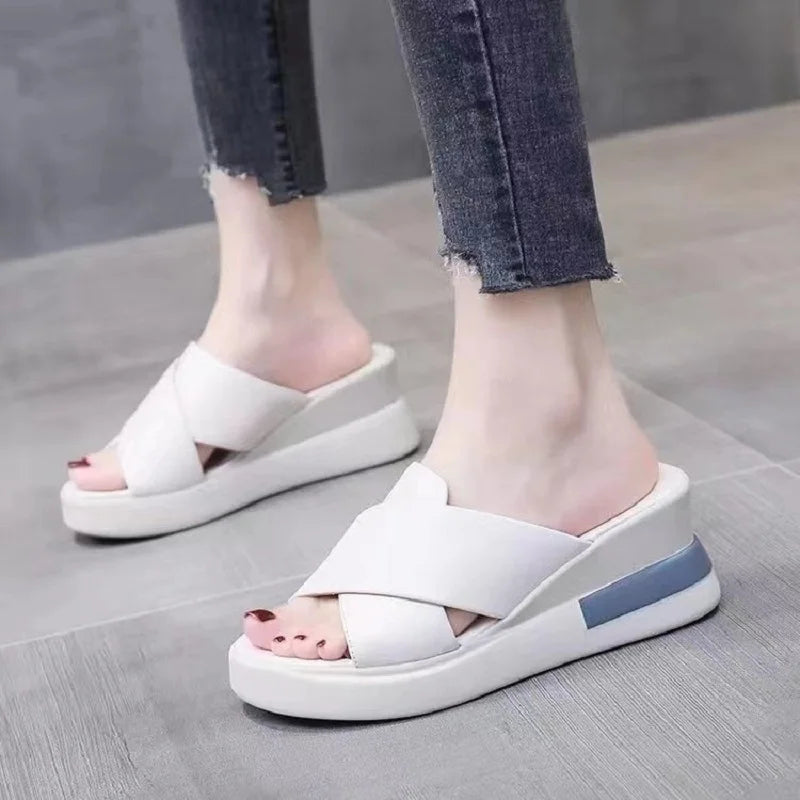 Women's Wedge Sandals – Retro Peep Toe Buckle Beach Shoes Wedge Sandals Axl 609Beige 41