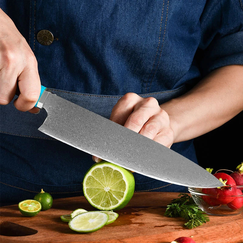 InLeung Damascus Steel Chef Knife – Handmade Japanese Kitchen Damascus Chef Knife Axl