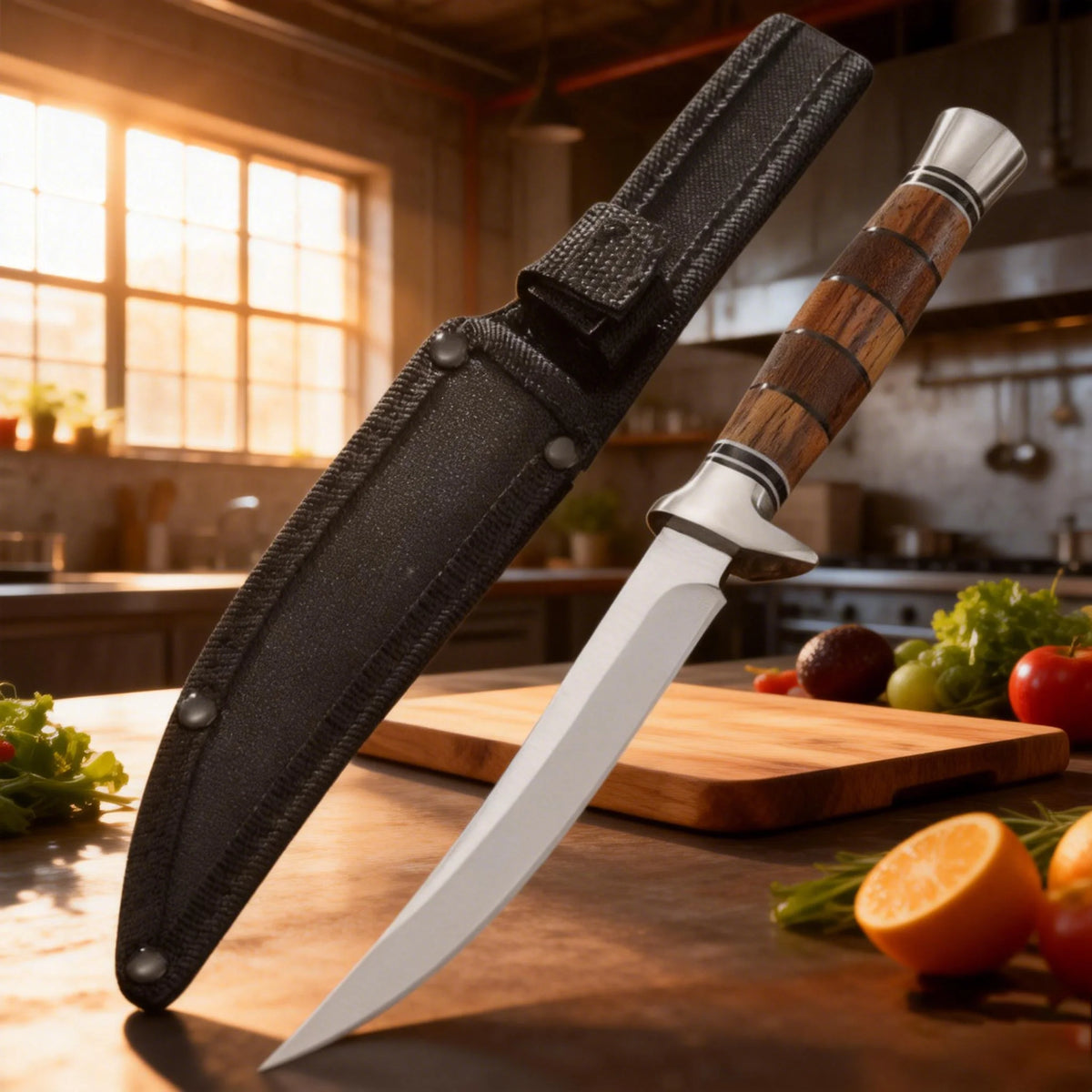 Japanese Sashimi Knife – Stainless Steel & Wooden Handle Kitchen Knife Axl