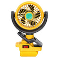 Cordless Clip Fan for DeWalt 20V/60V | 2-Speed Dual USB Fan Cordless Clip Fan Axl Yellow No plug