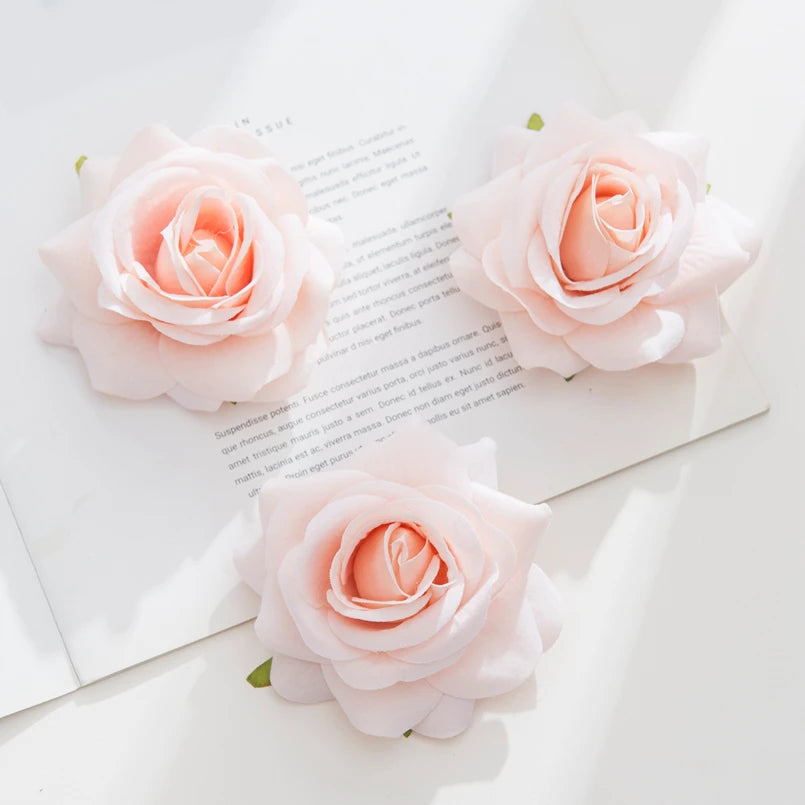 Silk Artificial Rose Flower Heads 5/10 PCS – Wedding & Home Decor Artificial Silk Flowers Axl Champagne 10 pcs