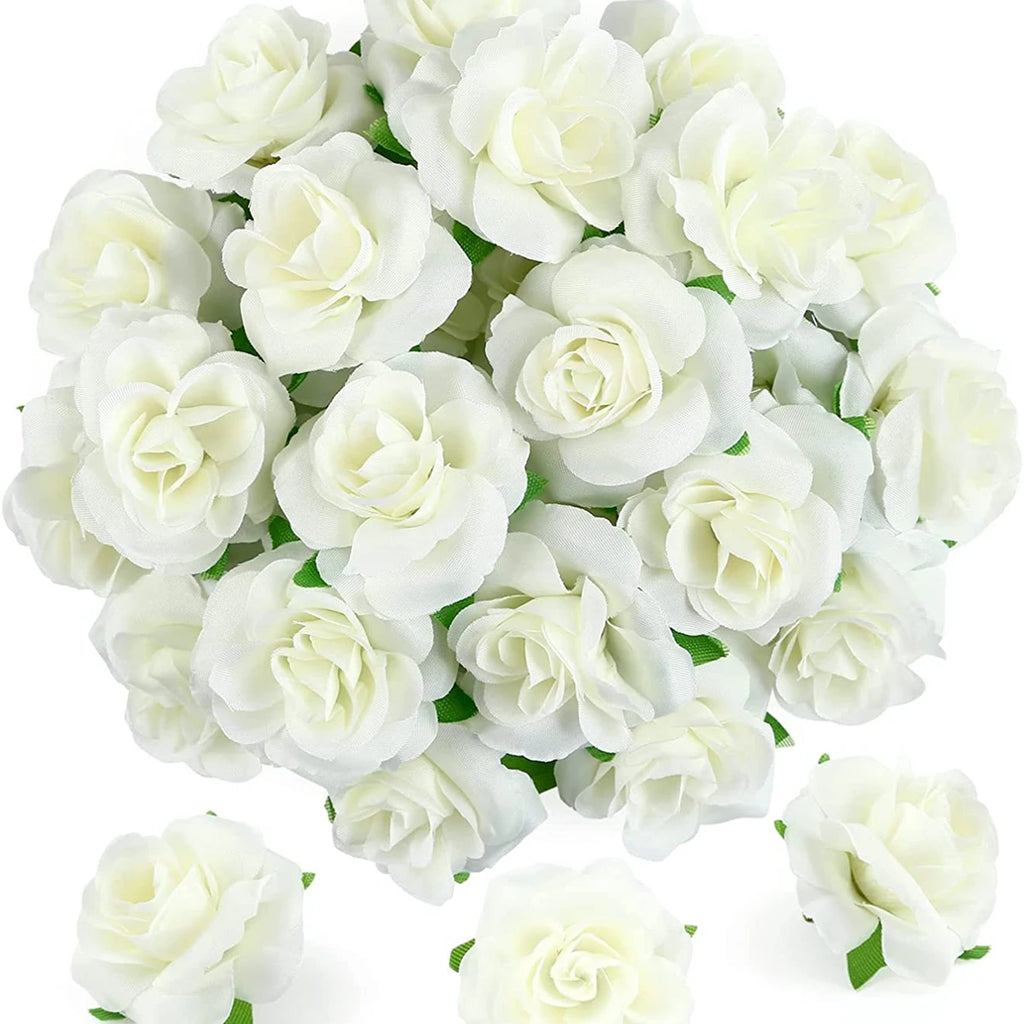Silk Cream Rose Artificial Flower Heads – 10 or 50 Pack Artificial Silk Flowers Axl