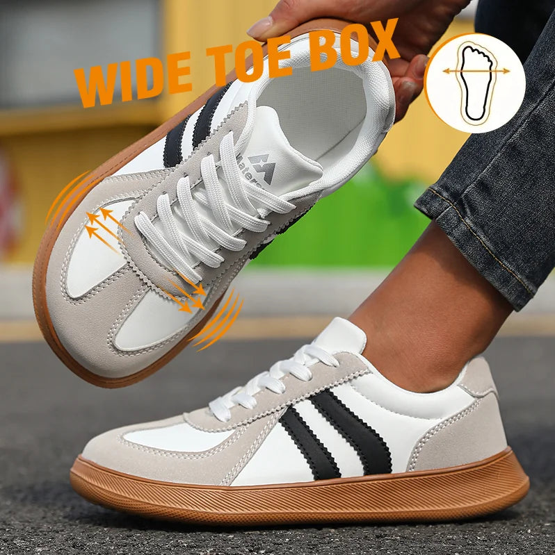 AZGB Women's Lightweight Striped Canvas Sneakers | Wide Fit Women's Walking Sneakers Axl