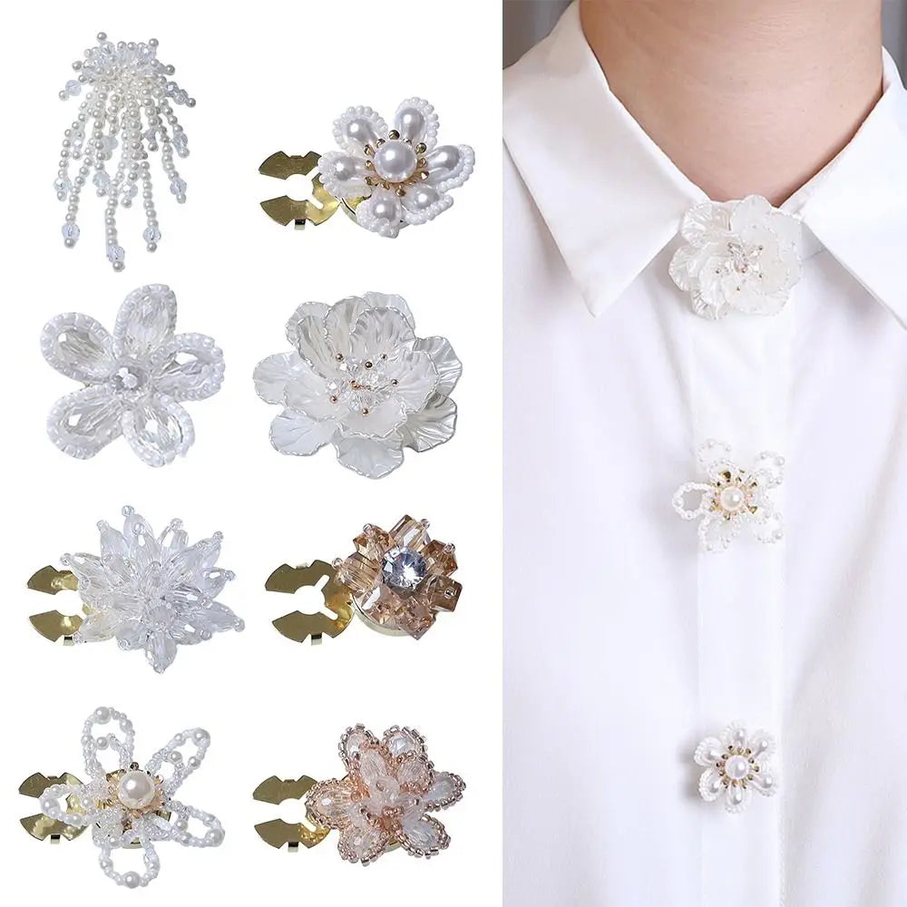 Pearl Button Covers – Alloy Rhinestone Flower DIY Shirt Decor Button Covers Axl