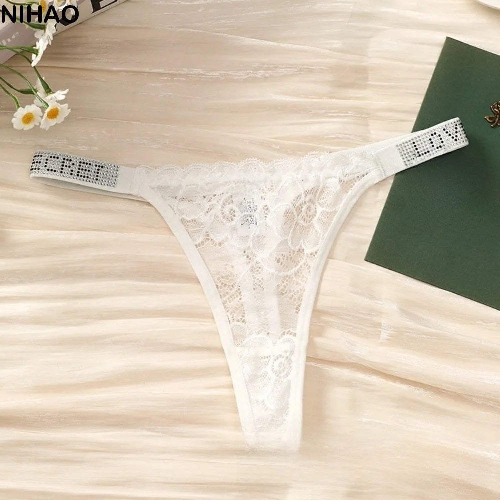 Women's Lace Thong Panties – Seamless Mid-Rise T-Back Lace Thong Panties Axl