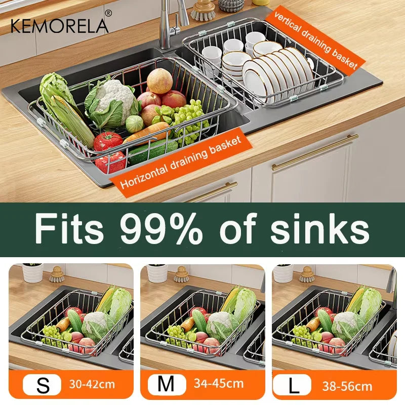 Expandable Stainless Steel Sink Drain Basket & Dish Rack Sink Drain Basket Axl