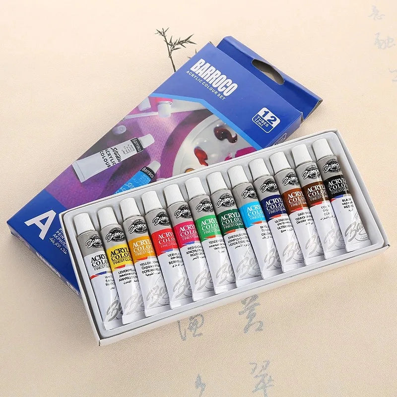 12-Color Acrylic Paint Set – Canvas, Stone, Ceramic & Glass Acrylic Paint Set Axl 12 colors-multicolou 12 colors