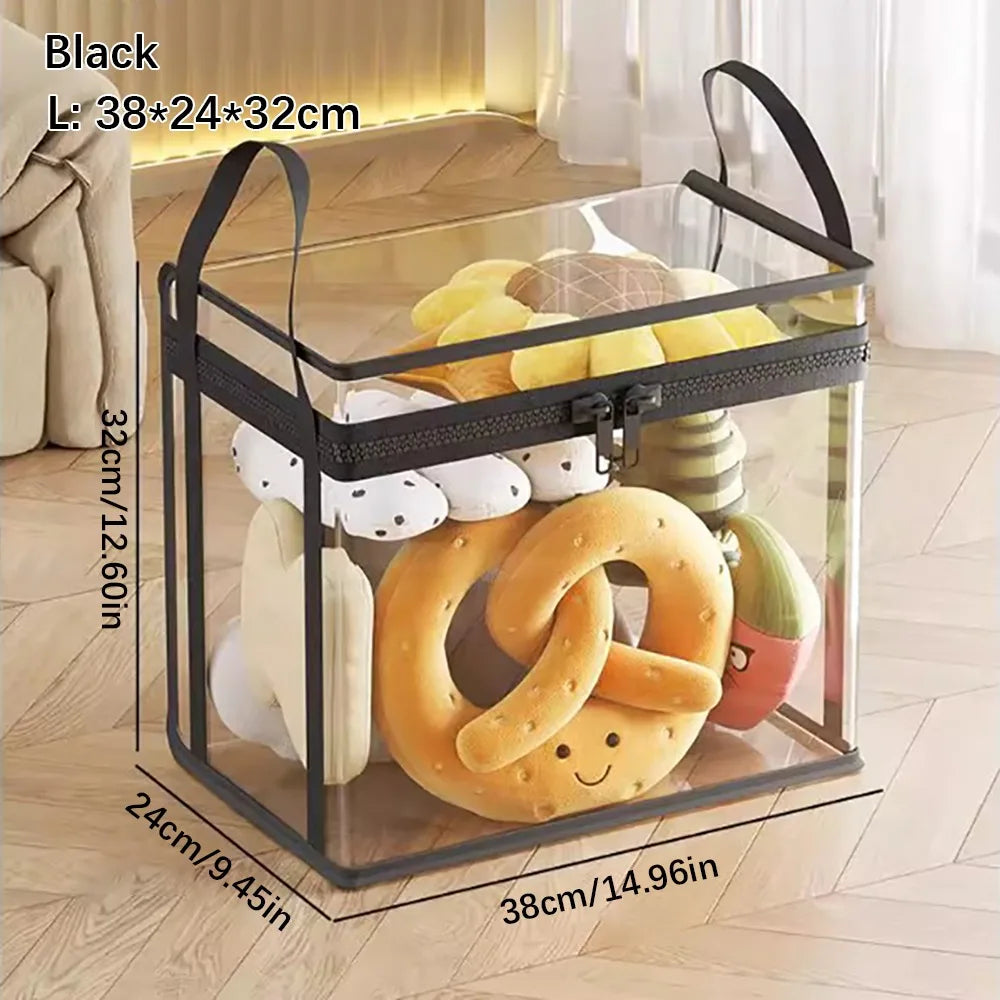 Transparent Doll & Toy Storage Bag – Stackable Dustproof Organizer Toy Storage Organizer Axl Black L-38-24-32cm