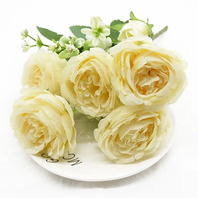 Silk Peony Rose Artificial Bouquet – Wedding & Home Décor Artificial Flower Bouquet Axl color4 1pc