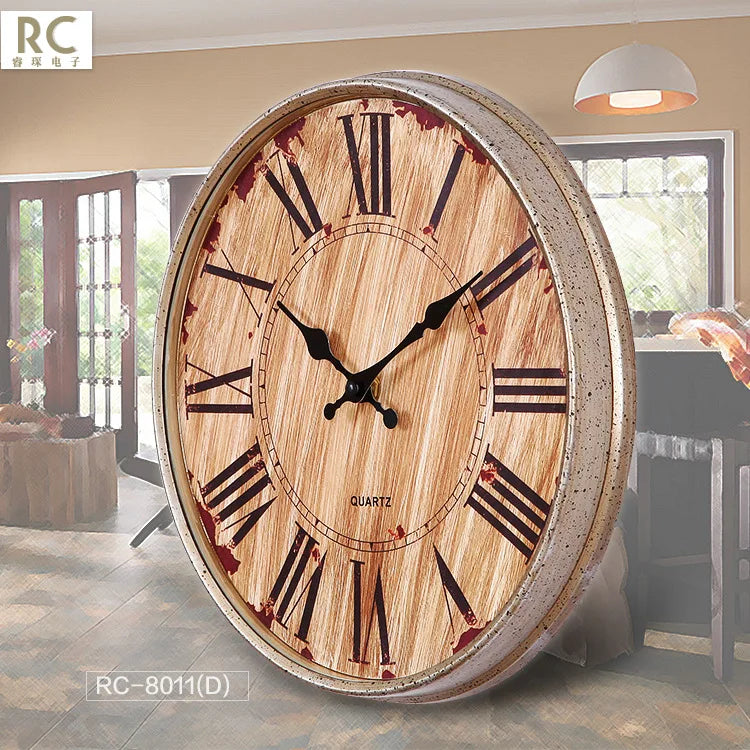 European Retro Silent Wall Clock – Shabby Chic Home Decor Silent Wall Clock Axl