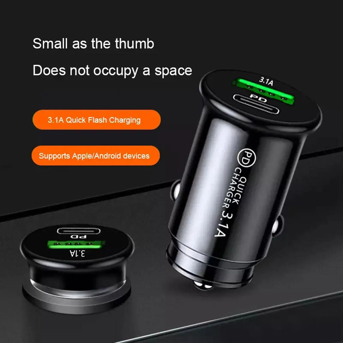 USB-C PD & QC 3.0 Fast Car Charger – Dual Port 20W Adapter Car Charger Adapter Axl