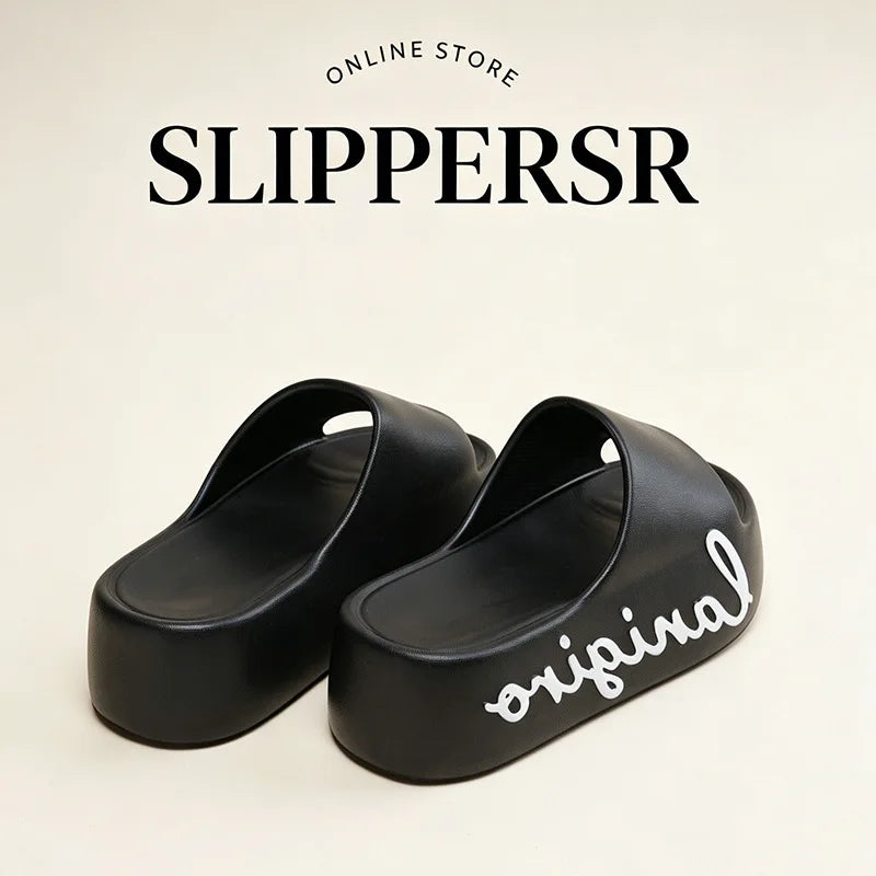 Women's Chunky Platform Sandals – Anti-Slip Letter Print Platform Sandals Axl black 39-40
