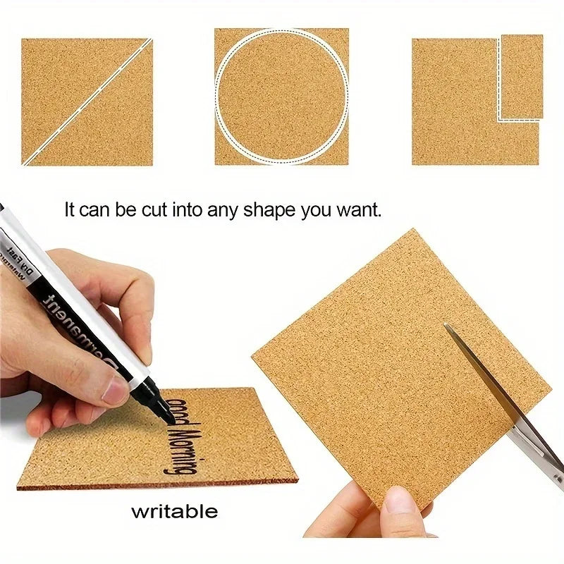 20-Piece Self-Adhesive Cork Coaster Tiles – Square & Round Pads Cork Coaster Tiles Axl