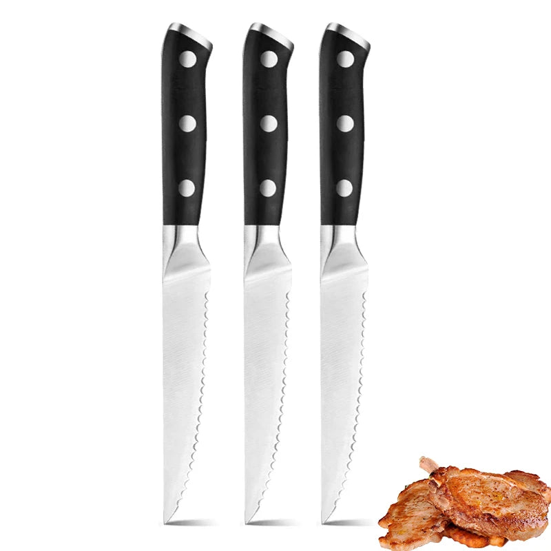 Stainless Steel Steak Knife Set – 1, 3 or 6 Piece Kitchen Knives Steak Knife Set Axl 3pcs